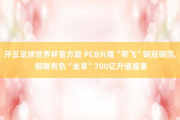 开云足球世界杯官方版 PCB兴隆“带飞”铜冠铜箔, 铜陵有色“坐享”700亿升值盛宴
