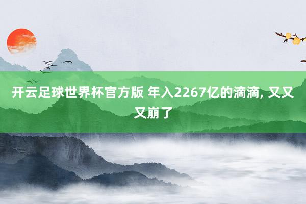 开云足球世界杯官方版 年入2267亿的滴滴, 又又又崩了