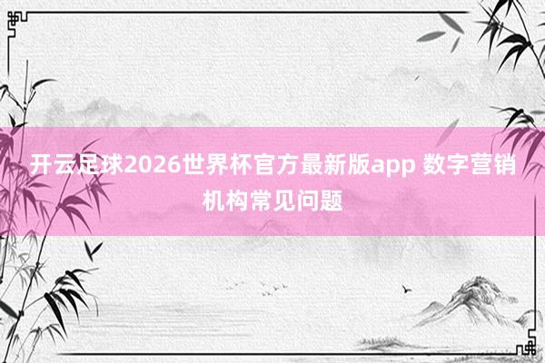 开云足球2026世界杯官方最新版app 数字营销机构常见问题