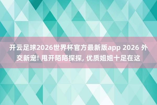 开云足球2026世界杯官方最新版app 2026 外交新宠! 甩开陌陌探探, 优质姐姐十足在这