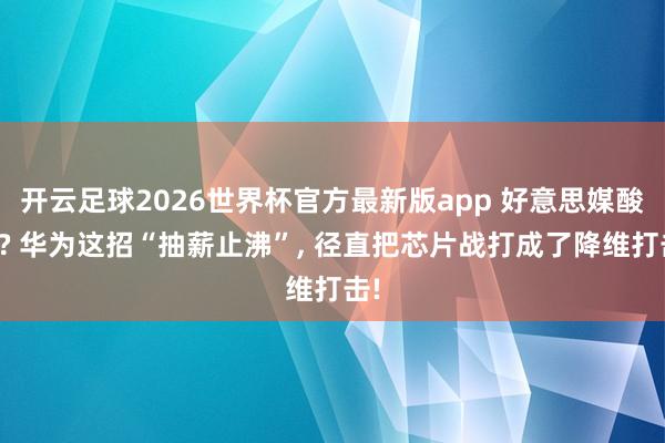 开云足球2026世界杯官方最新版app 好意思媒酸了? 华为这招“抽薪止沸”, 径直把芯片战打成了降维打击!