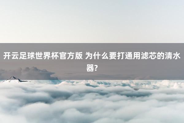 开云足球世界杯官方版 为什么要打通用滤芯的清水器?