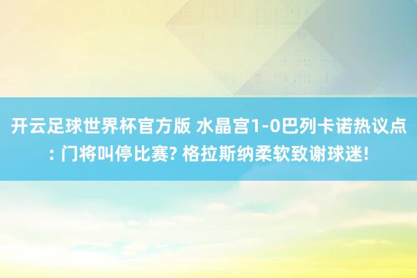 开云足球世界杯官方版 水晶宫1-0巴列卡诺热议点: 门将叫停比赛? 格拉斯纳柔软致谢球迷!