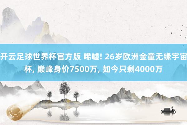开云足球世界杯官方版 唏嘘! 26岁欧洲金童无缘宇宙杯, 巅峰身价7500万, 如今只剩4000万