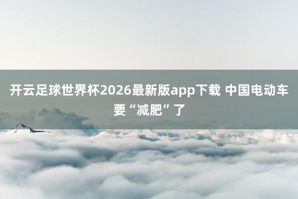 开云足球世界杯2026最新版app下载 中国电动车要“减肥”了