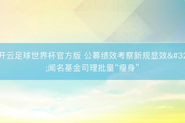 开云足球世界杯官方版 公募绩效考察新规显效 闻名基金司理批量“瘦身”