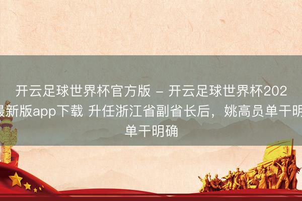 开云足球世界杯官方版 - 开云足球世界杯2026最新版app下载 升任浙江省副省长后，姚高员单干明确