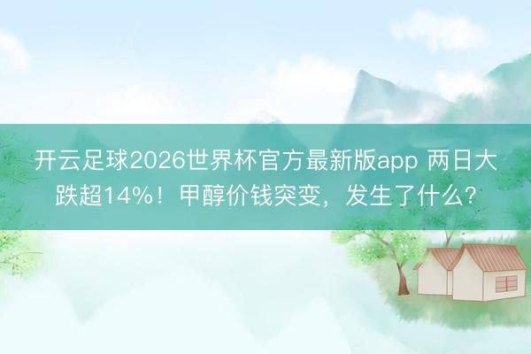 开云足球2026世界杯官方最新版app 两日大跌超14%！甲醇价钱突变，发生了什么？